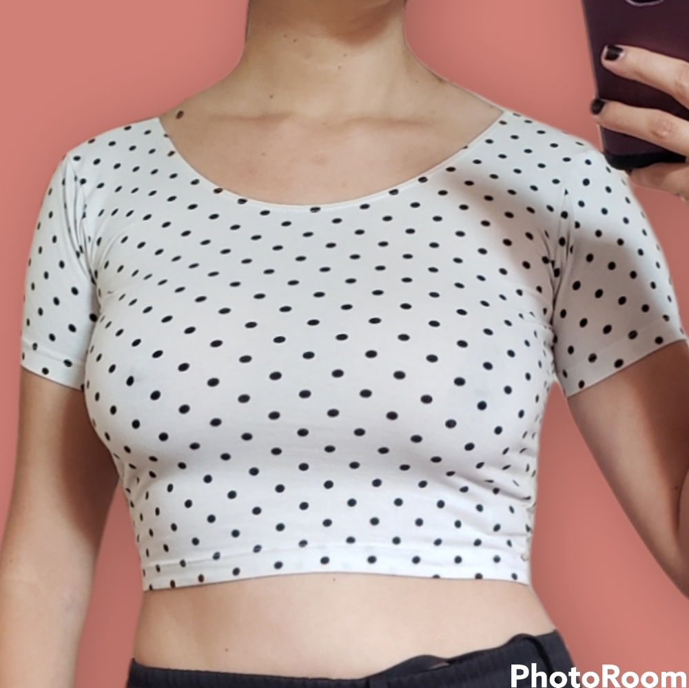 American Apparel Black & White Polka Dot Crop Top